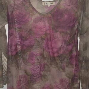 A Rare Bird Women's Long Sleeve Floral Top - Purple and Brown